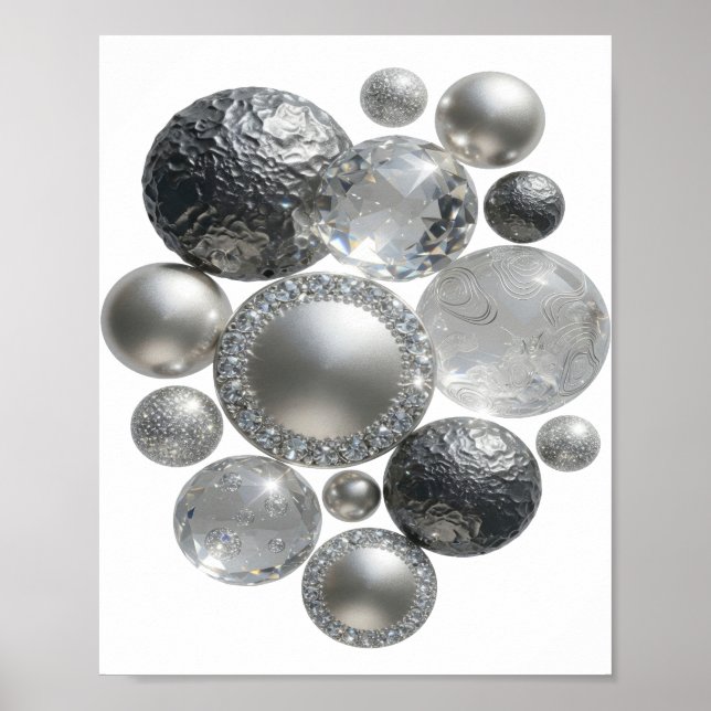 Slående Silver ABSTRAKT KONST Poster (Framsidan)