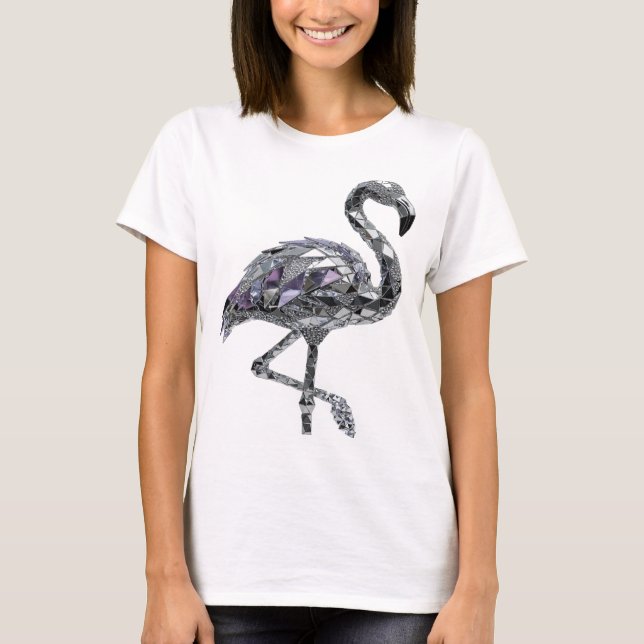 Slående Silver FLAMINGO Textdesign T Shirt (Framsida)