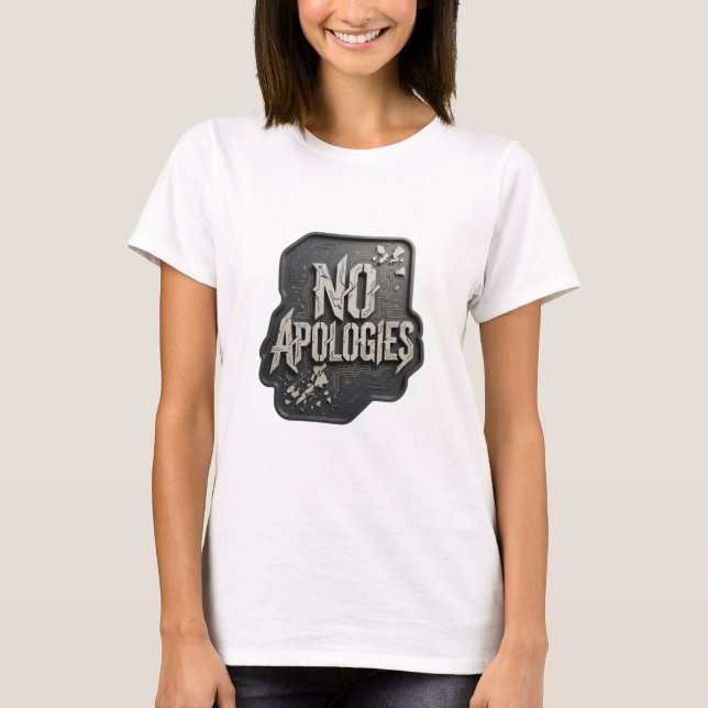 Slående Silver INGA APOLLOGIES Slogan T-shirt (Framsida)
