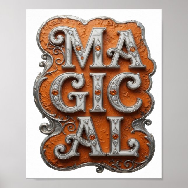 Slående Silver MAGISK Textdesign Poster (Framsidan)