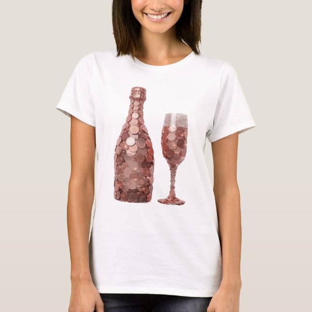 Slående silver MYNTPÅSE OCH GLAS Tryck T Shirt (Framsida)