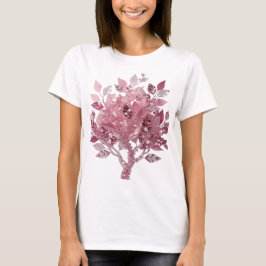 Slående Silver Rosa Bladträd Textdesign T Shirt