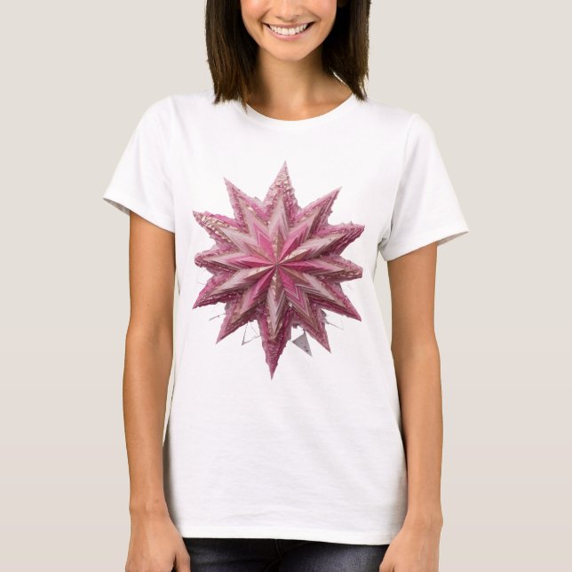 Slående Silver Rosa Stjärna Textdesign T Shirt (Framsida)