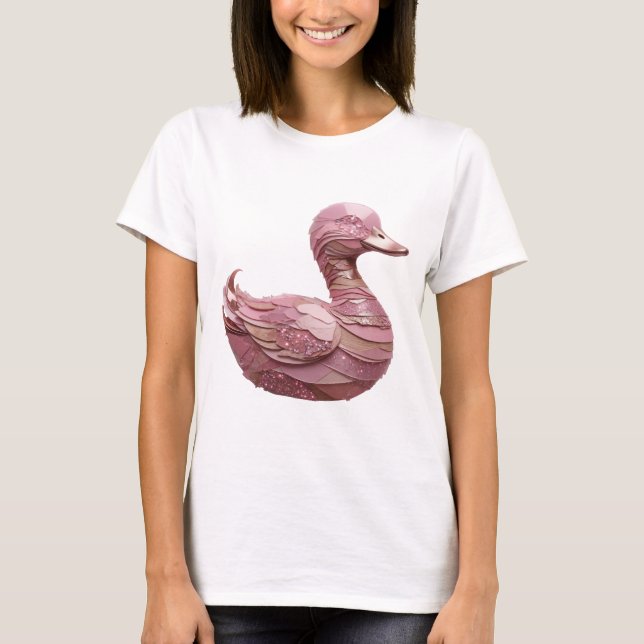 Slående Silver ROSA SVAN Design T Shirt (Framsida)