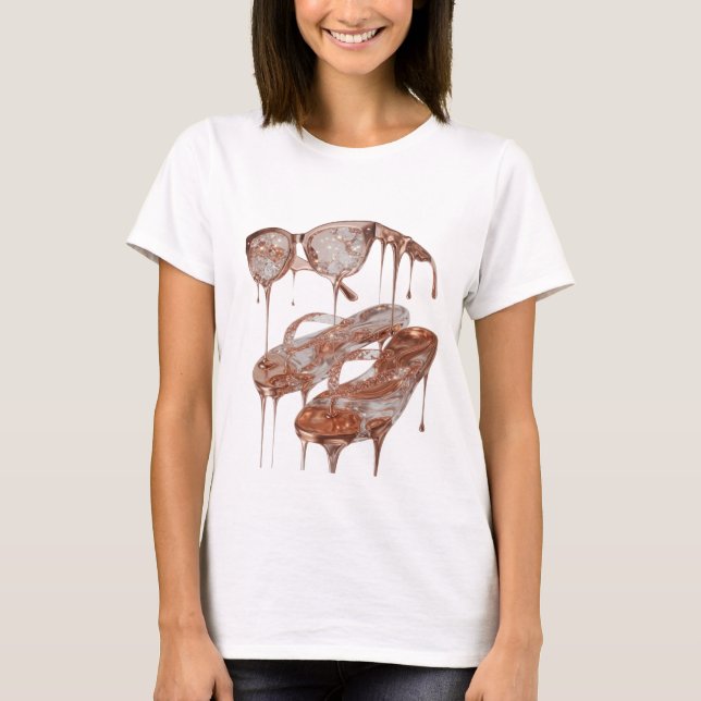 Slående Silver ROSÉ GULD GLAMOUR Statement Design T Shirt (Framsida)