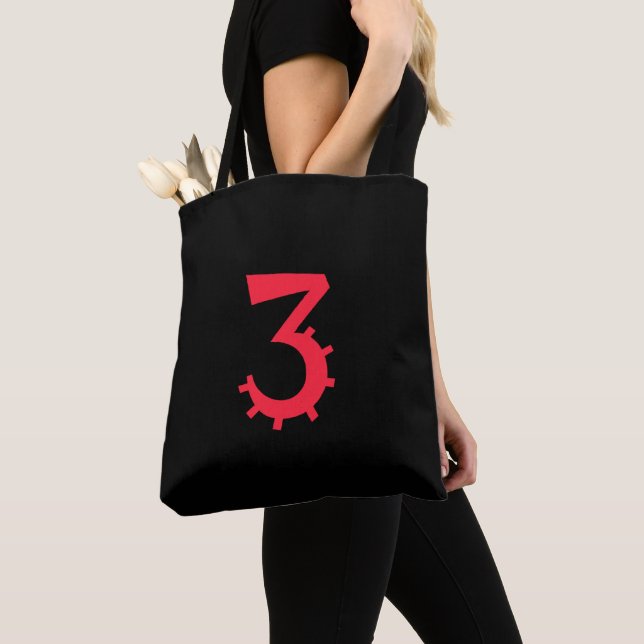 Slående svart och röd "3"-design tygkasse (Närbild)