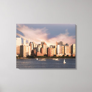 Slågen in horisont för kanfas NYC Lower Manhatta Canvastryck