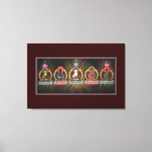 Slågen in kanfas för fem Dhyani Buddhas Canvastryck