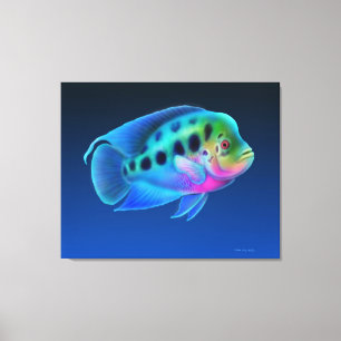 Slågen in kanfas för Flowerhorn Cichlid fisk Canvastryck