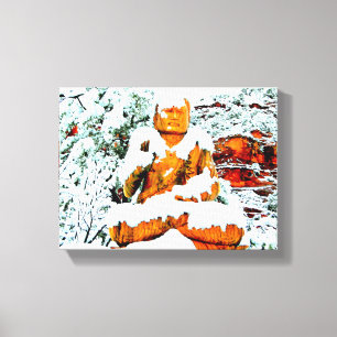 slågen in kanfas för snö buddha canvastryck
