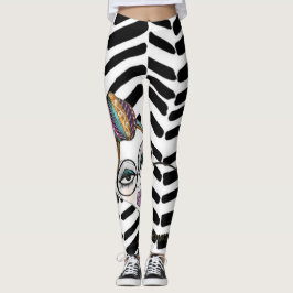 Slågen in svart & vit leggings