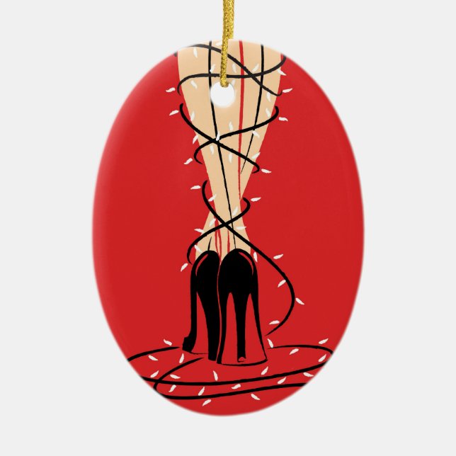 Slågen in upp oval prydnad julgransprydnad keramik (Framsidan)