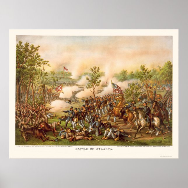 Slaget om Atlanta av Kurz och Allison 1864 Poster (Framsidan)