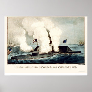 Slaget om bildskärmen och Merrimac 1862 Poster