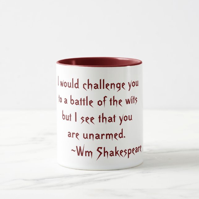 Slaget om Wits Shakespeare Citat Röd och Vit Mugg (Center)