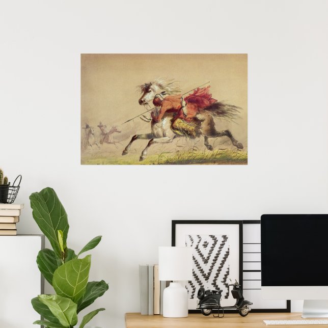 Slaget vid Blue Water Creek av Alfred Jacob Miller Poster (Hemmakontoret)