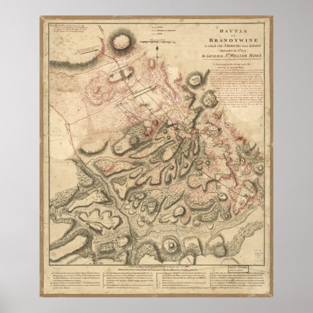 Slaget vid Brandywine American Revolution Karta 17 Poster (Framsidan)