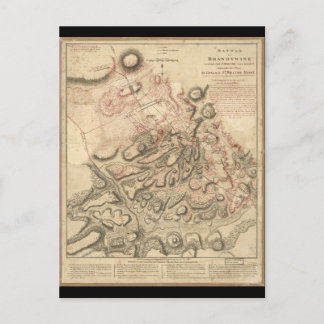 Slaget vid Brandywine American Revolution Karta 17 Vykort