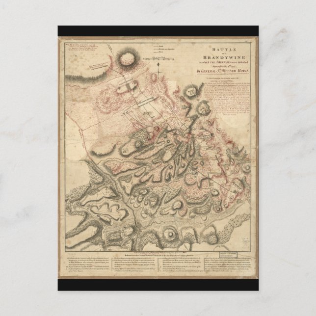 Slaget vid Brandywine American Revolution Karta 17 Vykort (Framsida)