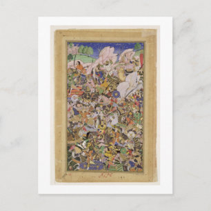 Slaget vid Bundi, från Akbarnama, c.1590 (gouac Vykort