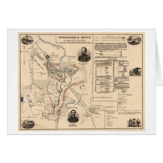 Slaget vid floden Stones - Civila Krig Panoramic 3 Hälsningskort (Framsidan Horizontal)