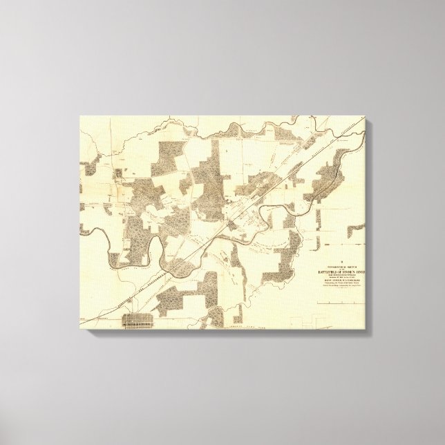 Slaget vid floden Stones - Civila Krig Panoramic Canvastryck (Framsida)