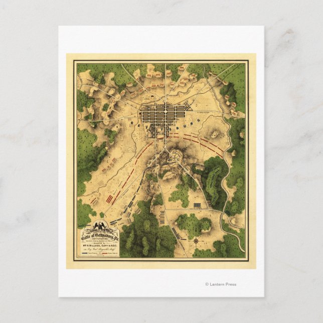 Slaget vid Gettysburg 10 Vykort (Framsida)