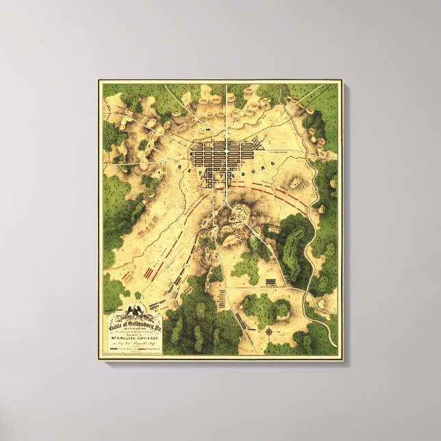 Slaget vid Gettysburg 7 Canvastryck (Framsida)