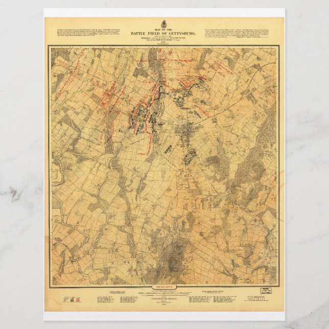 Slaget vid Gettysburg Karta av John Bachelder (Framsida)