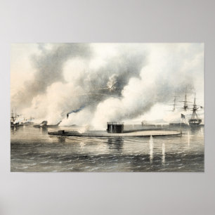 Slaget vid Hampton Roads - Monitor och Merrimack - Poster
