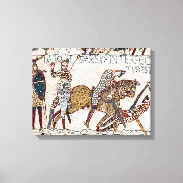 Slaget vid Hastings- Bayeux Tapestry Kung Harold Canvastryck (Framsida)
