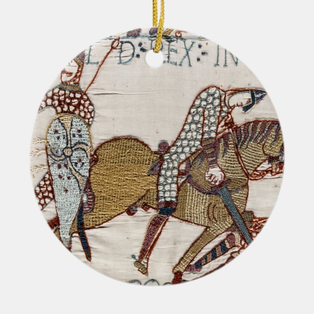 Slaget vid Hastings- Bayeux Tapestry Kung Harold Julgransprydnad Keramik (Framsidan)