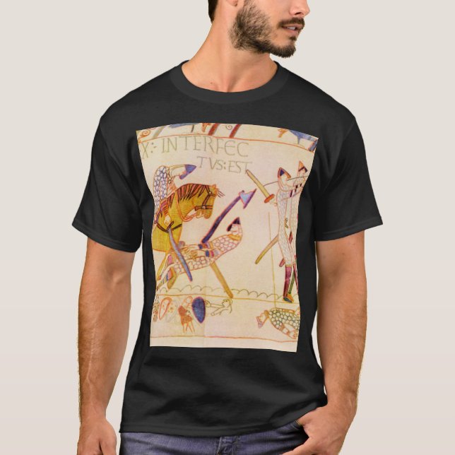 Slaget vid Hastings- Bayeux Tapestry Kung Harold T Shirt (Framsida)