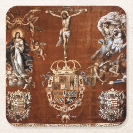 Slaget vid Lepanto Banner i Spanien Underlägg Papper Kvadrat