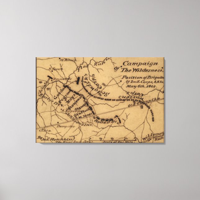 Slaget vid Wilderness - Civil Krig Panoramic Canvastryck (Framsida)