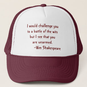 Slaget vid Wits Shakespeare Quote Red and White Keps