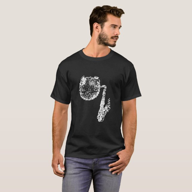 Slagfisk med den roliga saxofonlogotypen tee (Hel framsida)