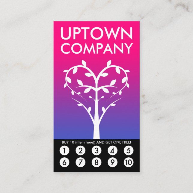 Slagit av Träd Heart Loyalty Lojalitetskort (Framsida)