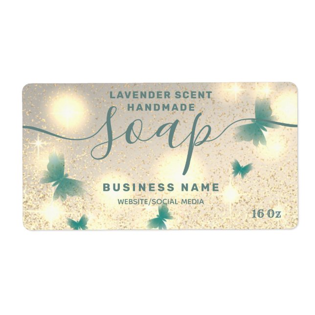 Slagmanschettsetikett för glitter-fjäril fraktsedel (Framsidan)