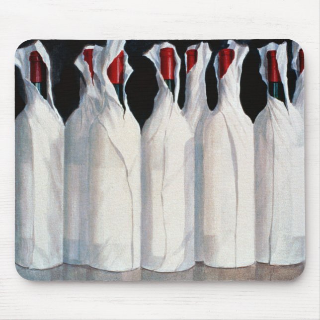 Slågna in vinflaskor numrerar 1 1995 musmatta (Framsidan)