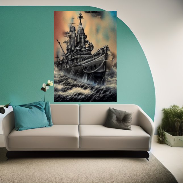 Slagskeppet på öppet hav | AI Art Poster (Skapare uppladdad)