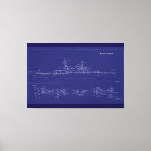 Slagskeppet USS Arizona ritning Canvastryck