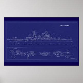 Slagskeppet USS Arizona ritning Poster