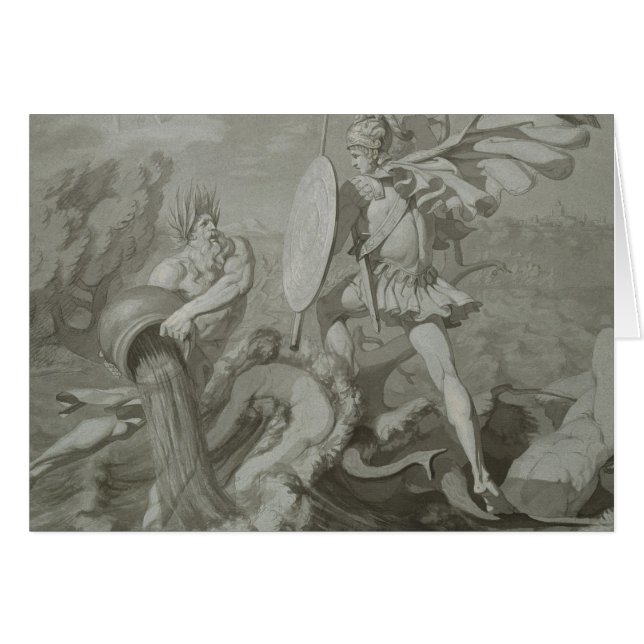 Slagsmål av Achilles med floden Scamander Hälsningskort (Framsidan Horizontal)