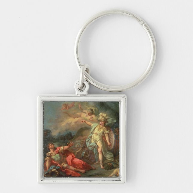 Slagsmål between fördärvar och Minerva, 1771 (olja Fyrkantig Silverfärgad Nyckelring (Framsidan)
