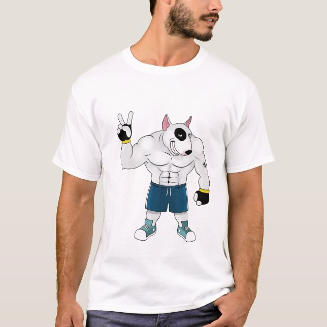 slagsmål för tjurterrierhund t-shirt (Framsida)