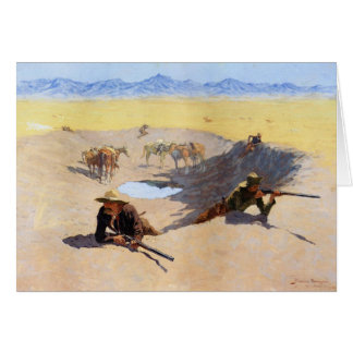 Slagsmål för vattenhål~en Frederic Remington Hälsningskort