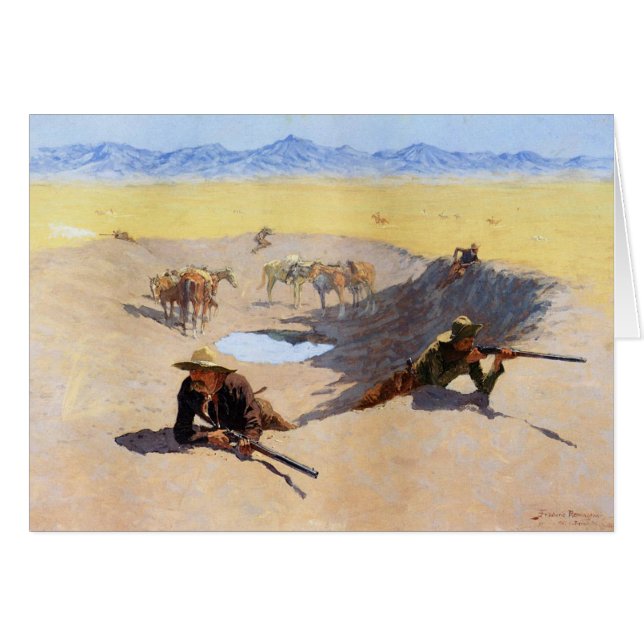 Slagsmål för vattenhål~en Frederic Remington Hälsningskort (Framsidan Horizontal)
