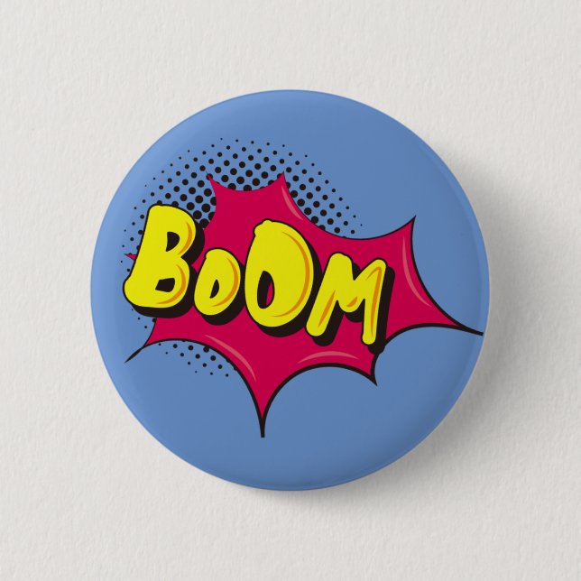Slagsmål för vintagetecknadsuperheroen bubblar knapp (Framsida)