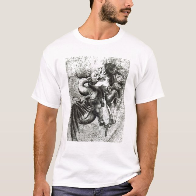Slagsmål mellan en drake och ett lejont t-shirt (Framsida)